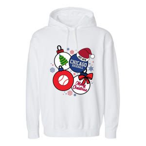 Merry Christmas Chicago Baseball Est 1876 Garment-Dyed Fleece Hoodie