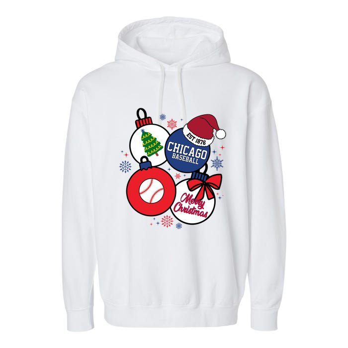 Merry Christmas Chicago Baseball Est 1876 Garment-Dyed Fleece Hoodie