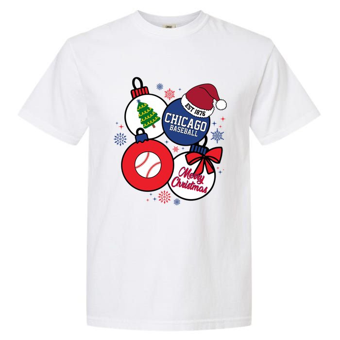 Merry Christmas Chicago Baseball Est 1876 Garment-Dyed Heavyweight T-Shirt