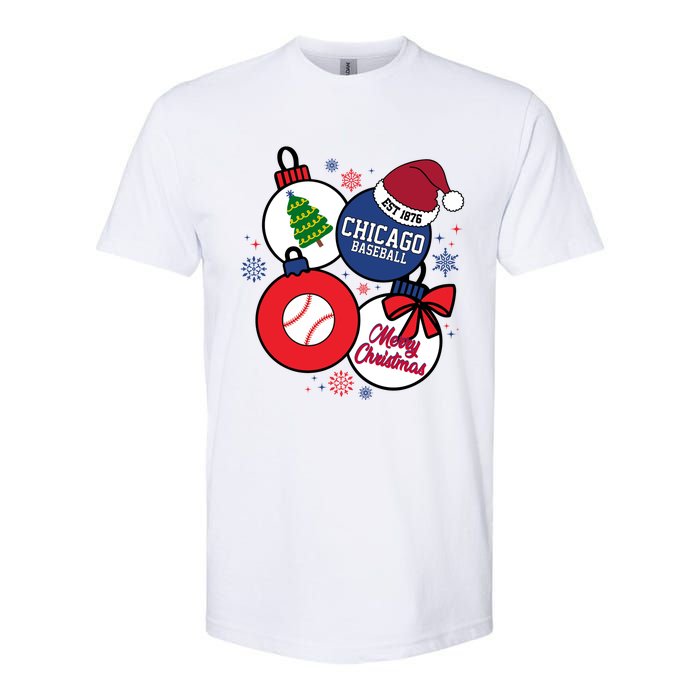 Merry Christmas Chicago Baseball Est 1876 Softstyle CVC T-Shirt