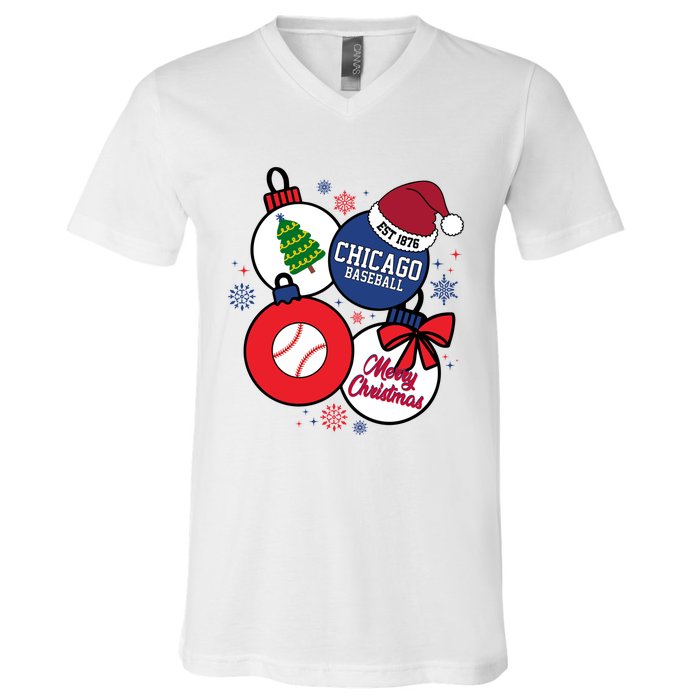 Merry Christmas Chicago Baseball Est 1876 V-Neck T-Shirt