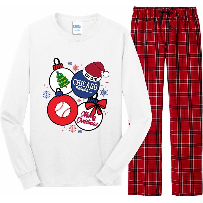 Merry Christmas Chicago Baseball Est 1876 Long Sleeve Pajama Set