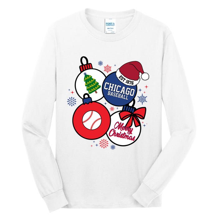 Merry Christmas Chicago Baseball Est 1876 Tall Long Sleeve T-Shirt