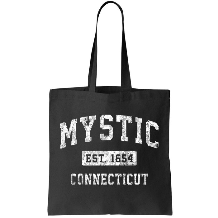 Mystic Connecticut Ct Vintage Established Sports Tote Bag