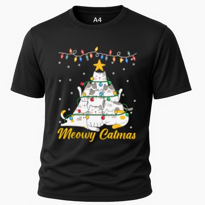 Meowy Catmas Cat Christmas Tree Xmas Funny Santa Performance Shirt