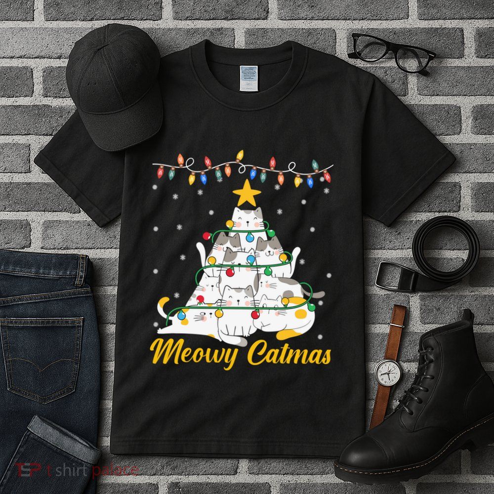 Meowy Catmas Cat Christmas Tree Xmas Funny Santa Tall T-Shirt