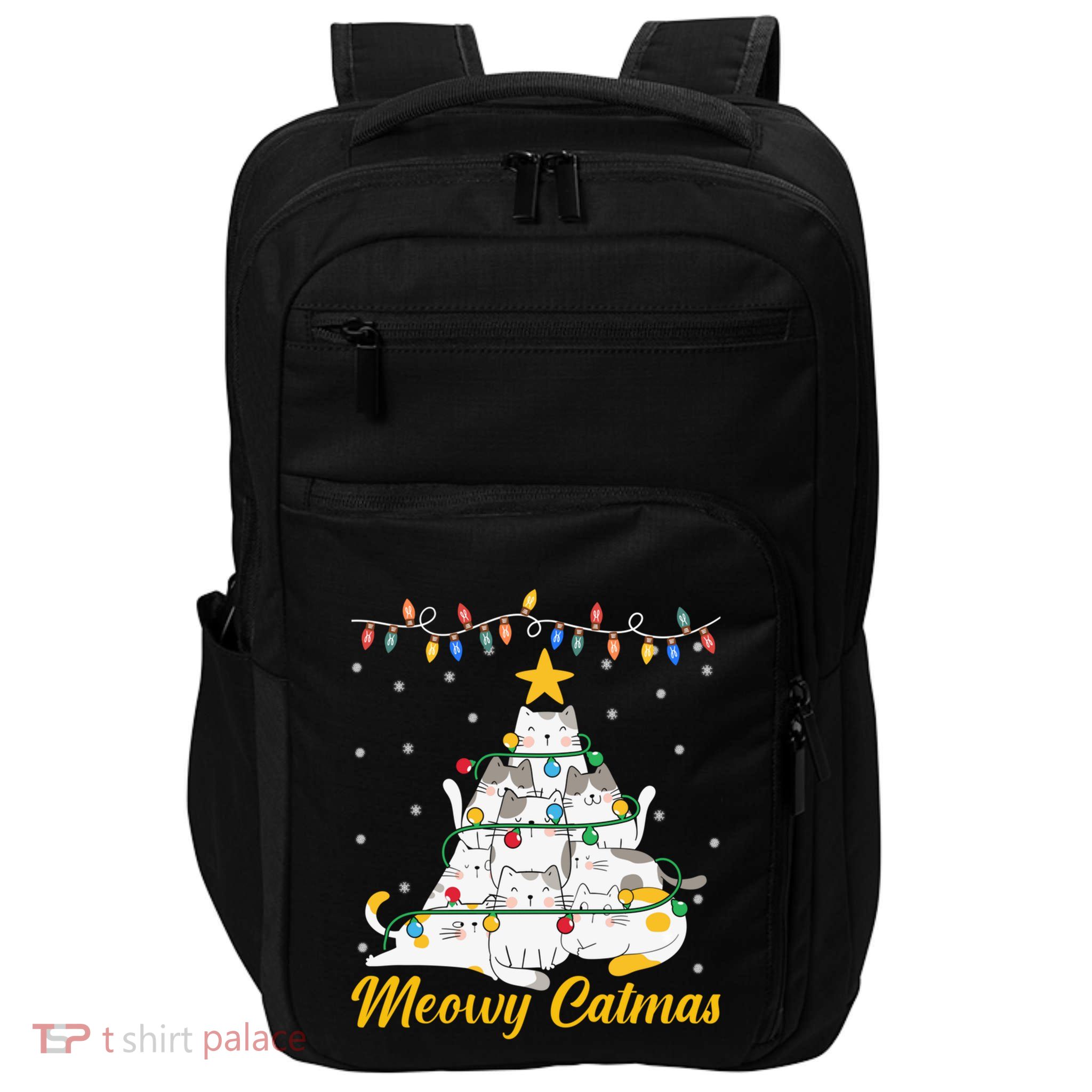 Meowy Catmas Cat Christmas Tree Xmas Funny Santa Impact Tech Backpack