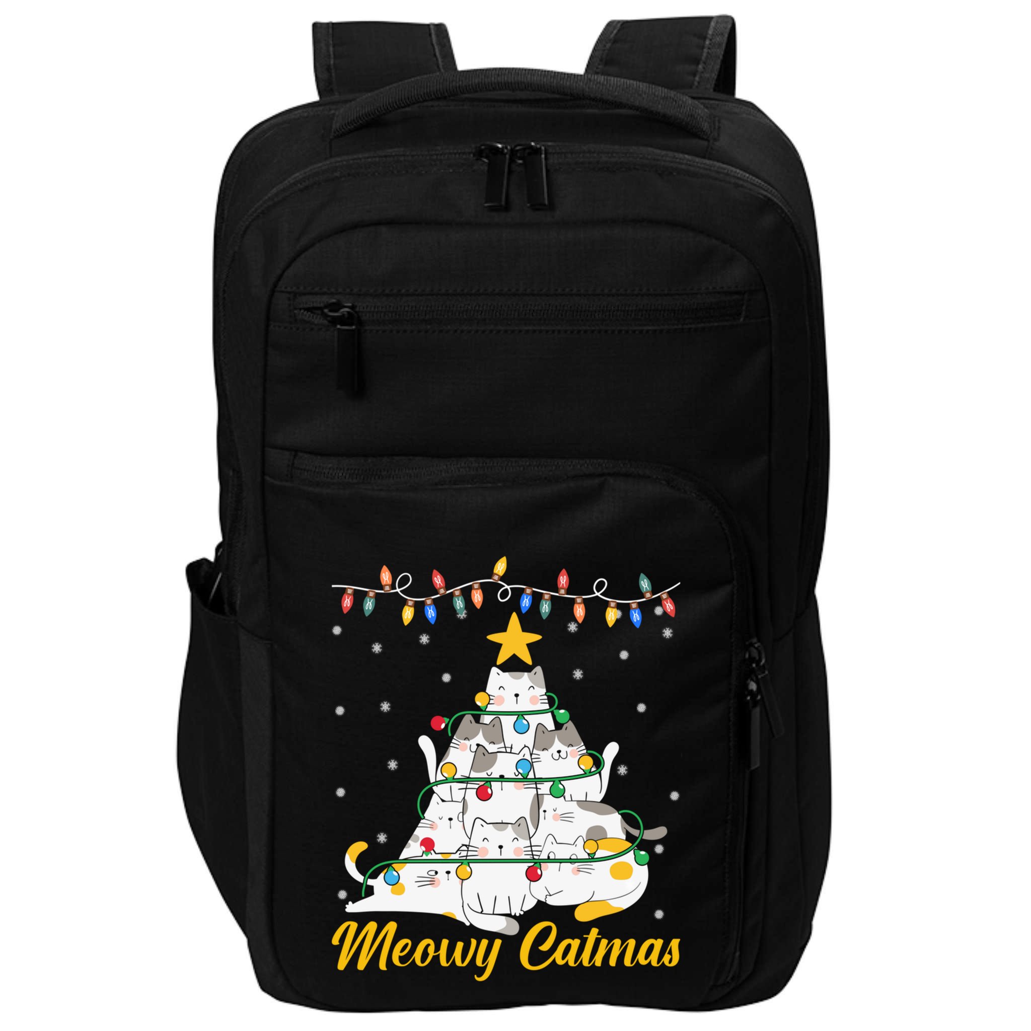 Meowy Catmas Cat Christmas Tree Xmas Funny Santa Impact Tech Backpack