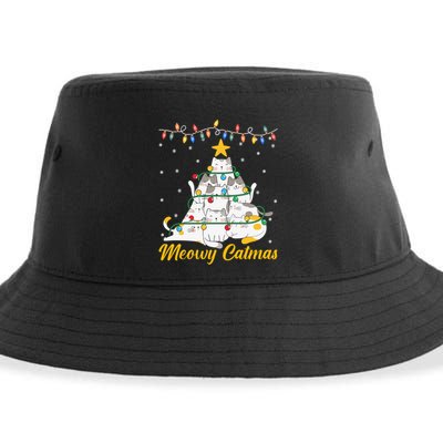 Meowy Catmas Cat Christmas Tree Xmas Funny Santa Sustainable Bucket Hat