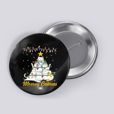 Meowy Catmas Cat Christmas Tree Xmas Funny Santa Button