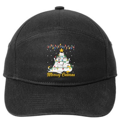 Meowy Catmas Cat Christmas Tree Xmas Funny Santa 7-Panel Snapback Hat