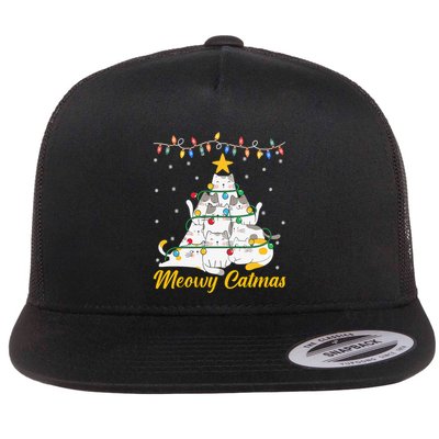 Meowy Catmas Cat Christmas Tree Xmas Funny Santa Flatbill Hat