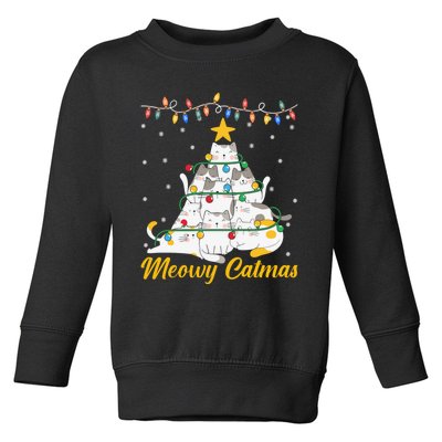 Meowy Catmas Cat Christmas Tree Xmas Funny Santa Toddler Sweatshirt