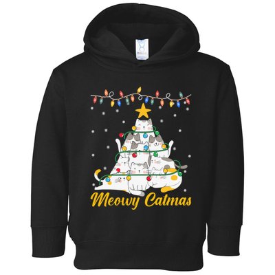 Meowy Catmas Cat Christmas Tree Xmas Funny Santa Toddler Hoodie