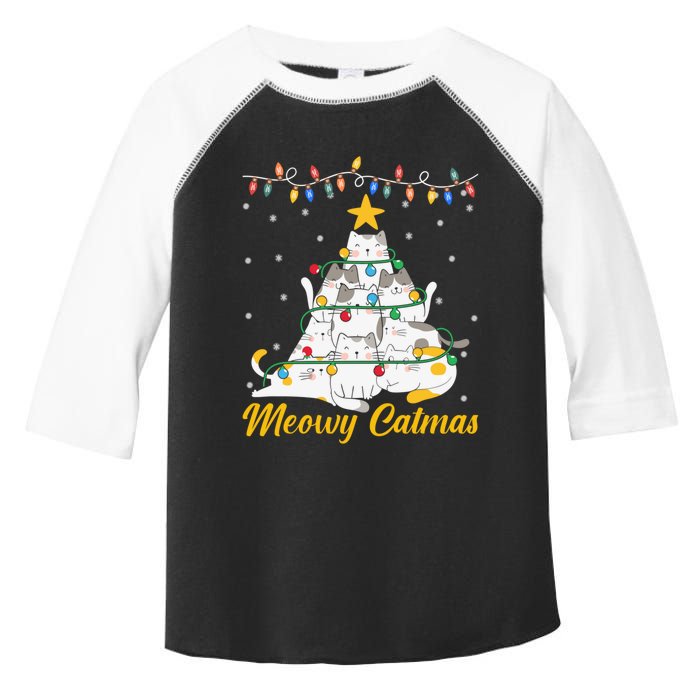 Meowy Catmas Cat Christmas Tree Xmas Funny Santa Toddler Fine Jersey T-Shirt