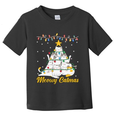 Meowy Catmas Cat Christmas Tree Xmas Funny Santa Toddler T-Shirt