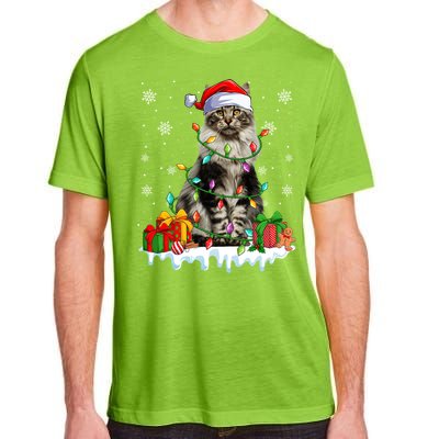 Maine Coon Cat Xmas Light Christmas Kitten Lover Funny Gift Adult ChromaSoft Performance T-Shirt