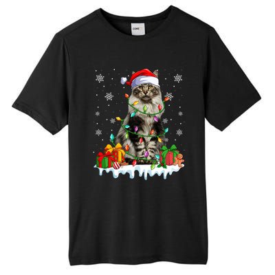 Maine Coon Cat Xmas Light Christmas Kitten Lover Funny Gift Tall Fusion ChromaSoft Performance T-Shirt