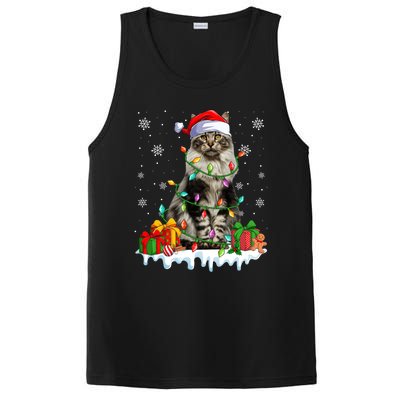 Maine Coon Cat Xmas Light Christmas Kitten Lover Funny Gift PosiCharge Competitor Tank