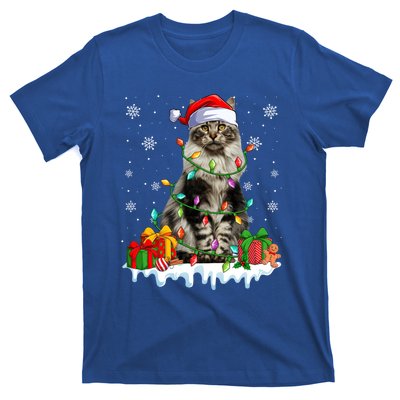 Maine Coon Cat Xmas Light Christmas Kitten Lover Funny Gift T-Shirt