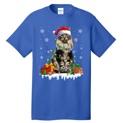 Maine Coon Cat Xmas Light Christmas Kitten Lover Funny Gift Tall T-Shirt