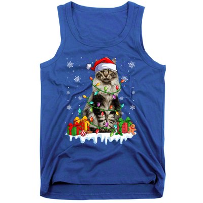 Maine Coon Cat Xmas Light Christmas Kitten Lover Funny Gift Tank Top