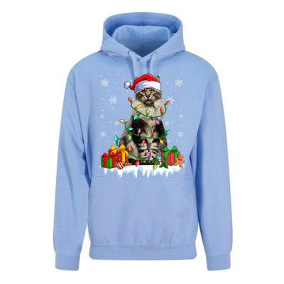 Maine Coon Cat Xmas Light Christmas Kitten Lover Funny Gift Unisex Surf Hoodie