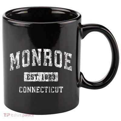 Monroe Connecticut Ct Vintage Established 11oz C Handle Ceramic Mug
