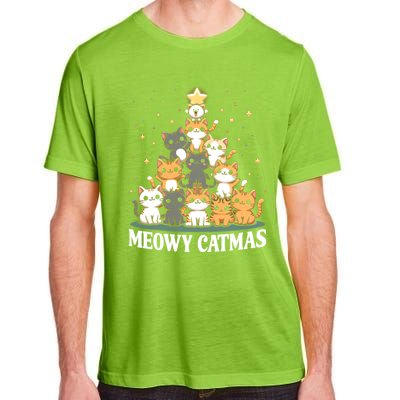 Meowy Catmas Cat Christmas Tree Xmas Funny Santa Adult ChromaSoft Performance T-Shirt