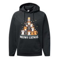 Meowy Catmas Cat Christmas Tree Xmas Funny Santa Performance Fleece Hoodie