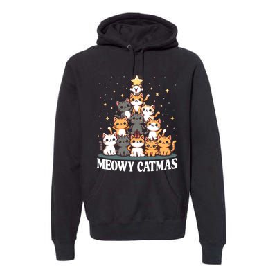 Meowy Catmas Cat Christmas Tree Xmas Funny Santa Premium Hoodie