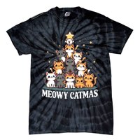 Meowy Catmas Cat Christmas Tree Xmas Funny Santa Tie-Dye T-Shirt