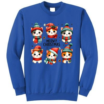 Meowy Christmas Cats Cute Merry Xmas Kitten Cat Graphic Gift Sweatshirt