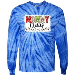 Mommy Claus Cool Gift Christmas Light Pajama Family Matching Cool Gift Tie-Dye Long Sleeve Shirt