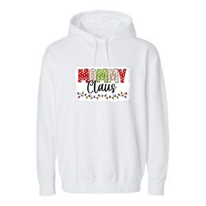 Mommy Claus Cool Gift Christmas Light Pajama Family Matching Cool Gift Garment-Dyed Fleece Hoodie