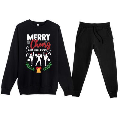 Merry Christmas Cheerleading Cheerleader Cheer Dance Holiday Premium Crewneck Sweatsuit Set