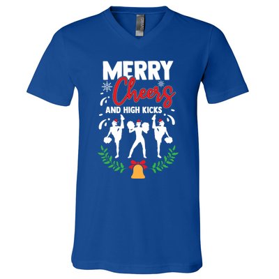 Merry Christmas Cheerleading Cheerleader Cheer Dance Holiday V-Neck T-Shirt