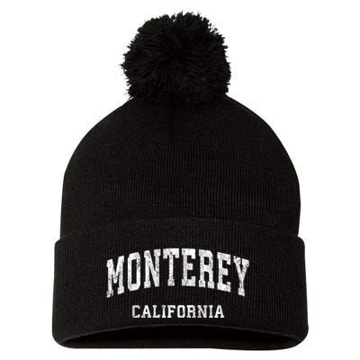 Monterey California Ca Vintage Varsity Sports Design Pom Pom 12in Knit Beanie