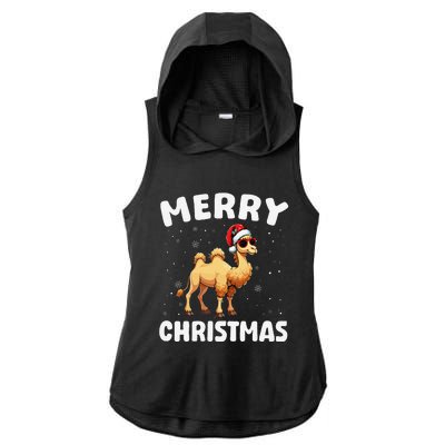 Merry Christmas Camel Merry Xmas Funny Ladies PosiCharge Tri-Blend Wicking Draft Hoodie Tank