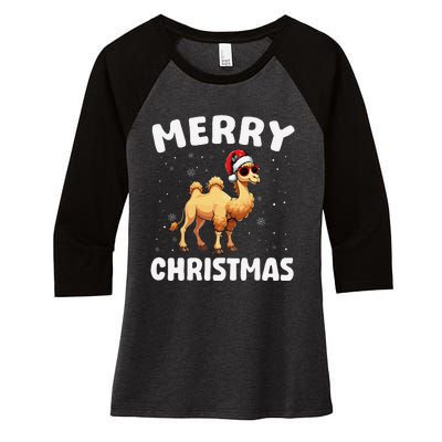 Merry Christmas Camel Merry Xmas Funny Women's Tri-Blend 3/4-Sleeve Raglan Shirt