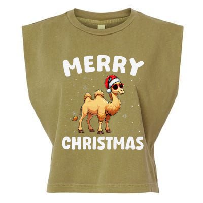 Merry Christmas Camel Merry Xmas Funny Garment-Dyed Women's Muscle Tee