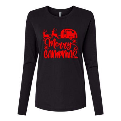 Merry Campmas Camping Christmas Funny Camper Reindeer Gift Womens Cotton Relaxed Long Sleeve T-Shirt