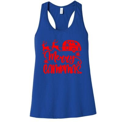 Merry Campmas Camping Christmas Funny Camper Reindeer Gift Women's Racerback Tank