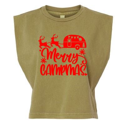 Merry Campmas Camping Christmas Funny Camper Reindeer Gift Garment-Dyed Women's Muscle Tee