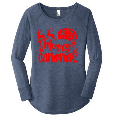 Merry Campmas Camping Christmas Funny Camper Reindeer Gift Women's Perfect Tri Tunic Long Sleeve Shirt