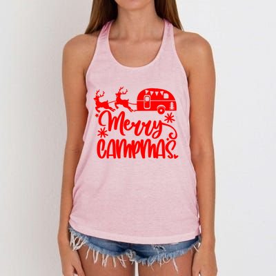 Merry Campmas Camping Christmas Funny Camper Reindeer Gift Women's Knotted Racerback Tank