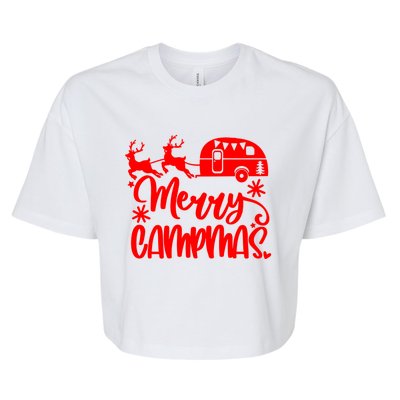 Merry Campmas Camping Christmas Funny Camper Reindeer Gift Bella+Canvas Jersey Crop Tee