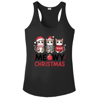 Meowy Christmas Cute Cat Merry Xmas Holiday Graphic Gift Ladies PosiCharge Competitor Racerback Tank