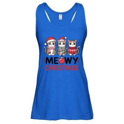 Meowy Christmas Cute Cat Merry Xmas Holiday Graphic Gift Ladies Essential Flowy Tank