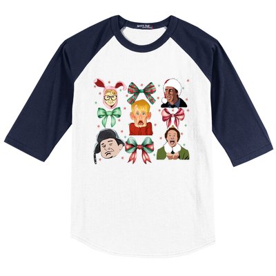 Merry Christmas Coquette Bow Comedy Movie Kevin Buddy Ralphie Baseball Sleeve Shirt